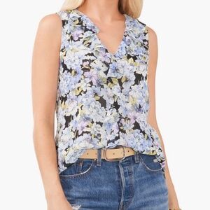 Vince Camuto floral ruffle sleeveless blouse S